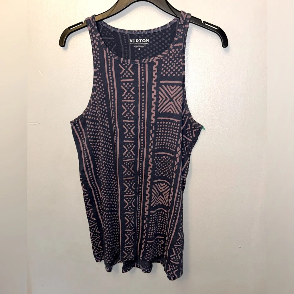 Burton shirt - blue/brown Aztec print “Carta” tank top